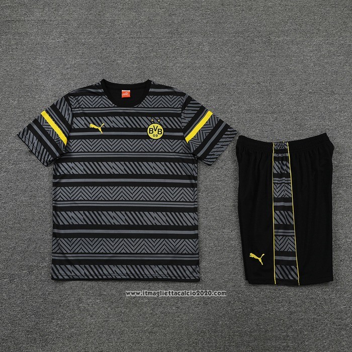 Tuta da Track Borussia Dortmund Manica Corta 2022 2023 Grigio - Pantalon Corto